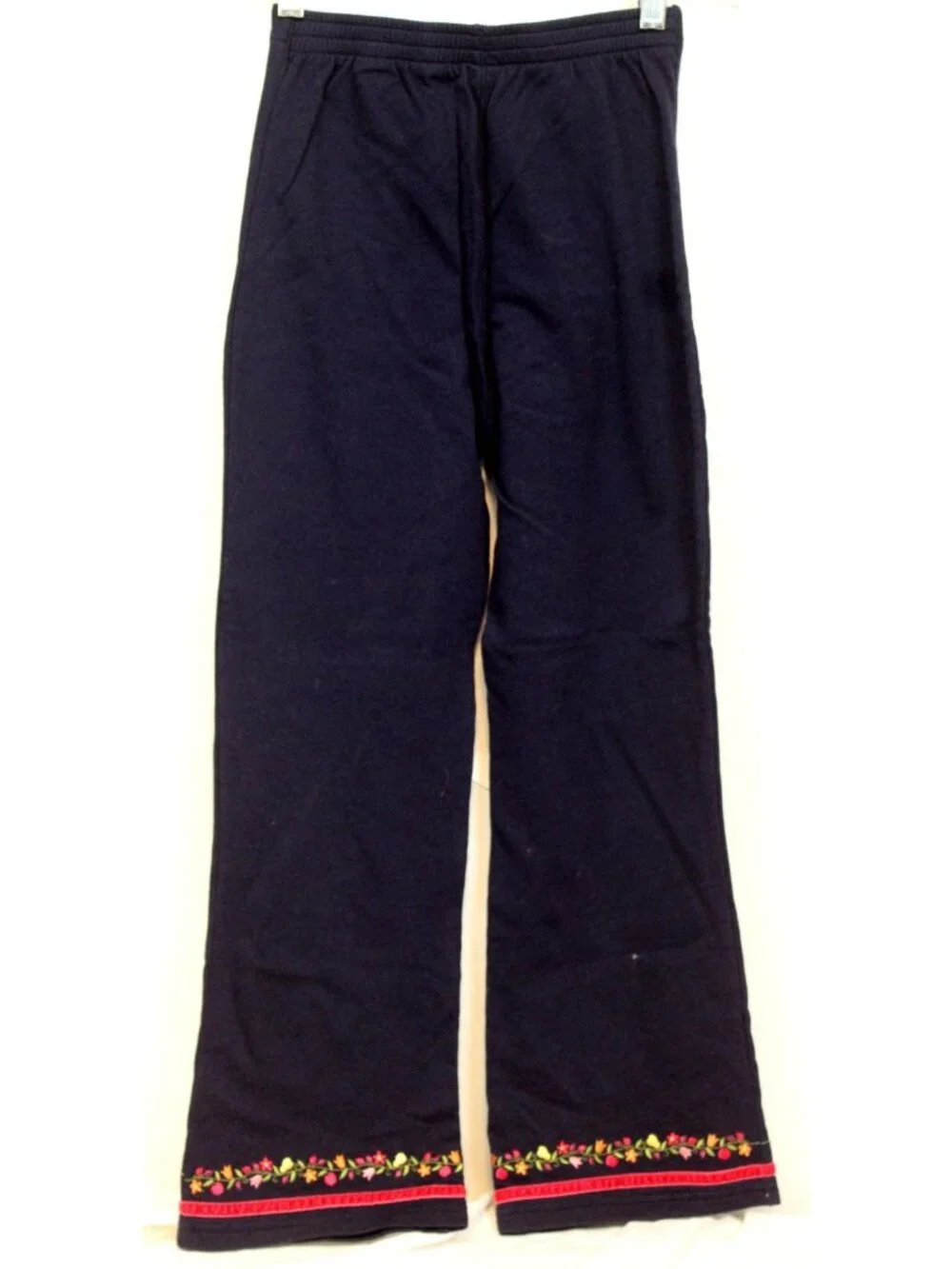 2003 Gymboree Apple for the Teacher Navy Blue Pants sz 3XL 8 Embroidered Flower